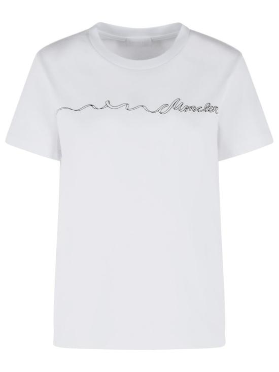 26SS 몽클레어 리본 로고 코튼 티셔츠 093 8C000 17 89B8Y 00A White