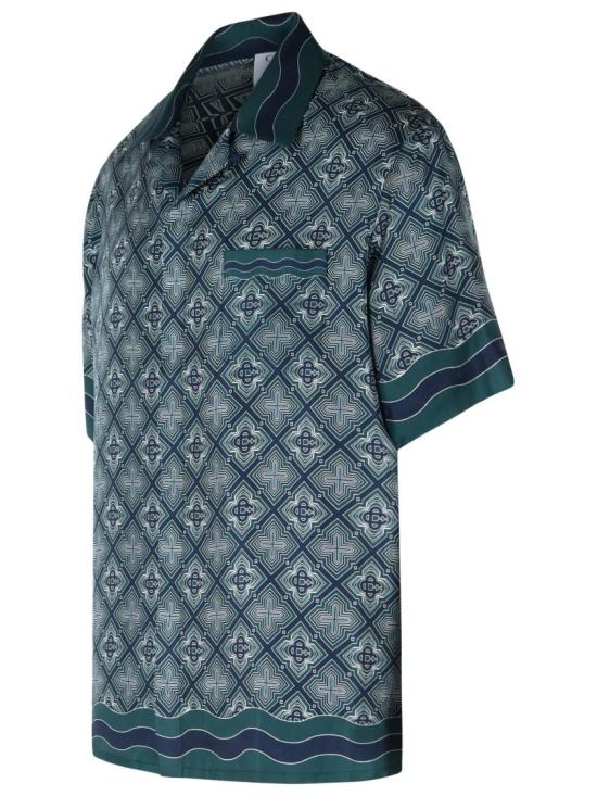 26FW 카사블랑카 반팔 셔츠 M PF26 SH 003 08 SILK TWILL RADIATING MONOGRAM Grey - CASABLANCA