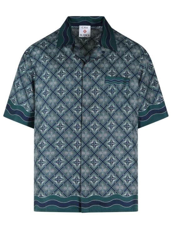26FW 카사블랑카 반팔 셔츠 M PF26 SH 003 08 SILK TWILL RADIATING MONOGRAM Grey