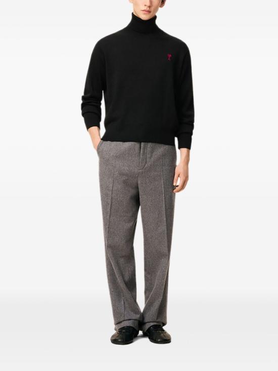 26FW 아미 스몰 하트 로고 메리노 울 니트 터틀넥 HKS827 001 009 Black - AMI