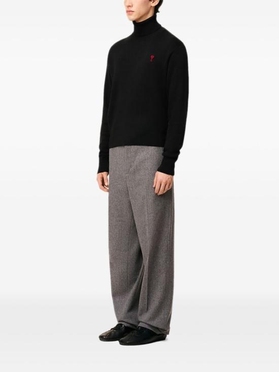 26FW 아미 스몰 하트 로고 메리노 울 니트 터틀넥 HKS827 001 009 Black - AMI