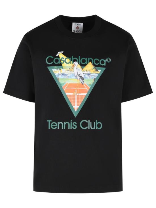 26FW 카사블랑카 반팔 티셔츠 M PF26 JTS 001 19 BLACK JERSEY TENNIS CLUB TRIANGLE