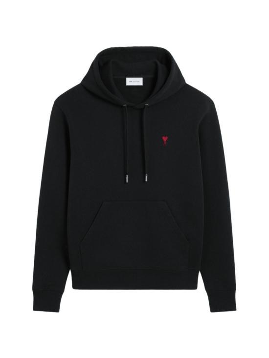 26FW 아미 스몰 하트 로고 루프백 오가닉 코튼 플리스 후드 BFUSW235 730 001 Black