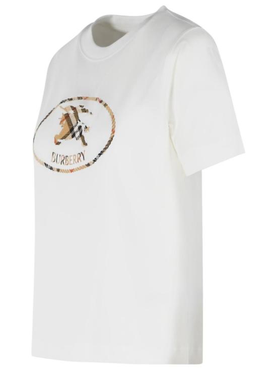 26SS 버버리 체크 나이트 스탬프 코튼 티셔츠 8126358 B7078 White - BURBERRY