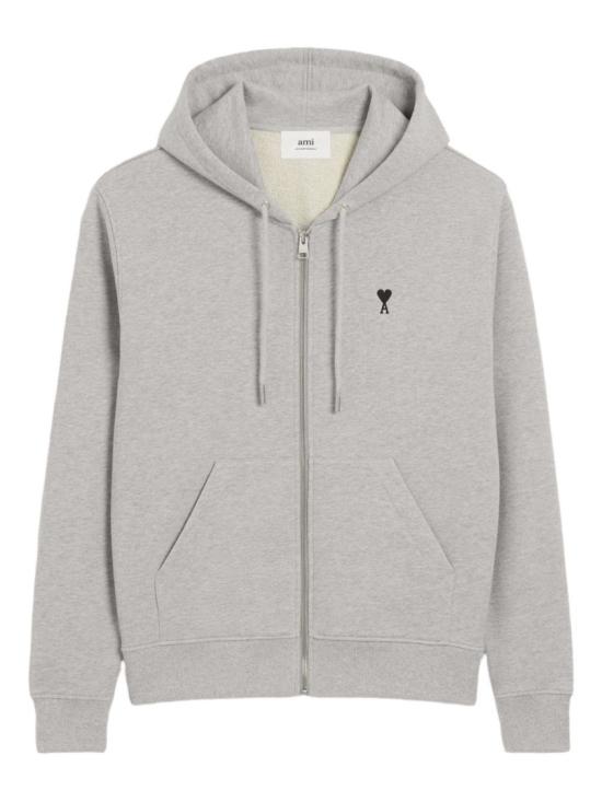 26FW 아미 스몰 하트 로고 코튼 후드 집업 HSW765 730 0951 Grey