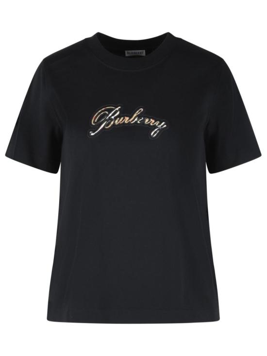 26SS 버버리 체크 커시브 로고 코튼 티셔츠 8120772 A1189 Black