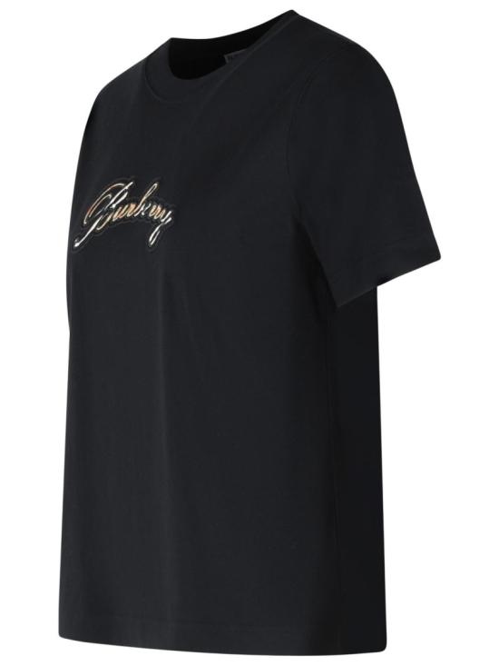 26SS 버버리 체크 커시브 로고 코튼 티셔츠 8120772 A1189 Black - BURBERRY