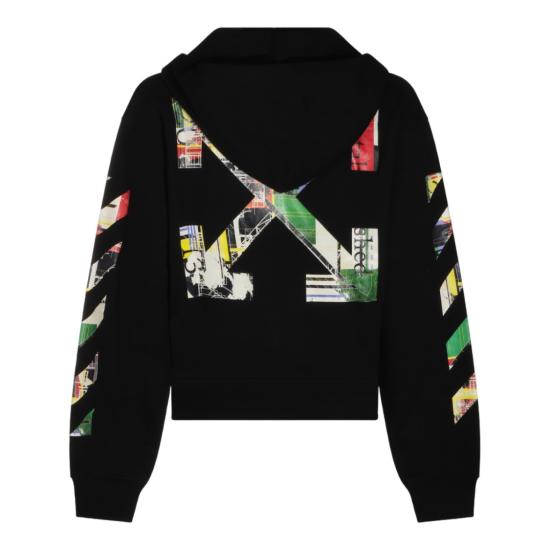 26FW 오프화이트 후드 티셔츠 OMBE02EF26FLE001001 Black - OFF WHITE