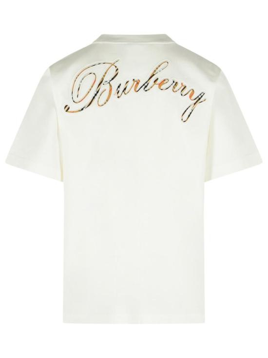 26SS 버버리 체크 커시브 로고 코튼 티셔츠 8119080 B7078 White - BURBERRY