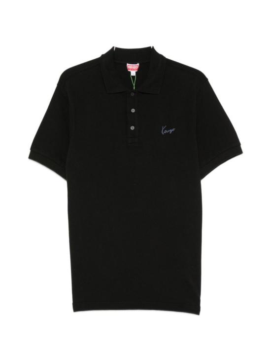 26FW 겐조 시그니처 엠브로이드 슬림 코튼 폴로 셔츠 FG6 5PO155 4PU 99J BLACK DOM