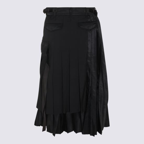 26FW 사카이 미디 스커트 2608569 001 BLACK