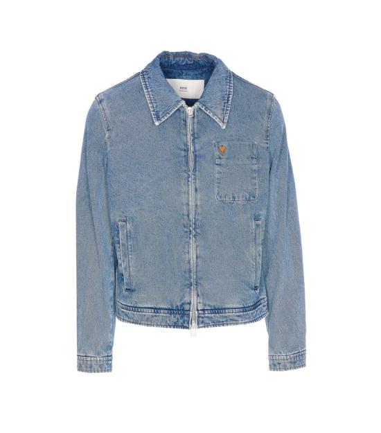 26FW 아미 스몰 하트 로고 코튼 지퍼 자켓 HJK835DE0046 480 BLEU USED