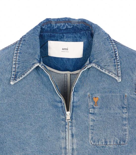 26FW 아미 스몰 하트 로고 코튼 지퍼 자켓 HJK835DE0046 480 BLEU USED - AMI