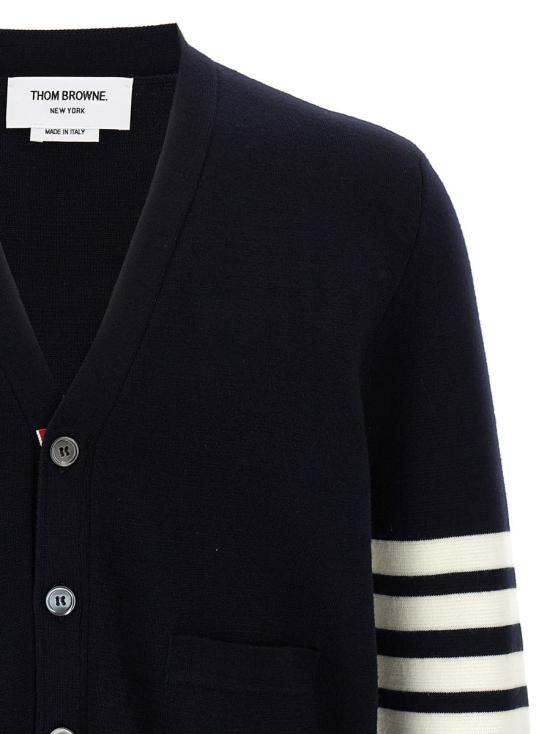 26FW 톰브라운 울 4바 브이넥 가디건 MKC160A00014 415 Blu - THOM BROWNE