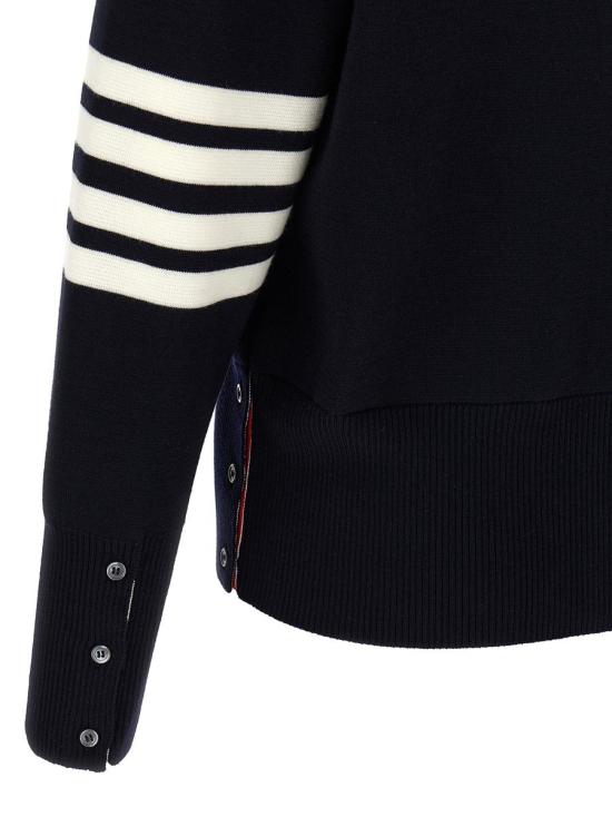 26FW 톰브라운 울 4바 브이넥 가디건 MKC160A00014 415 Blu - THOM BROWNE