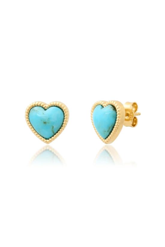 Established 이어링 Stone Heart Rope Accent Stud Earrings Lapis