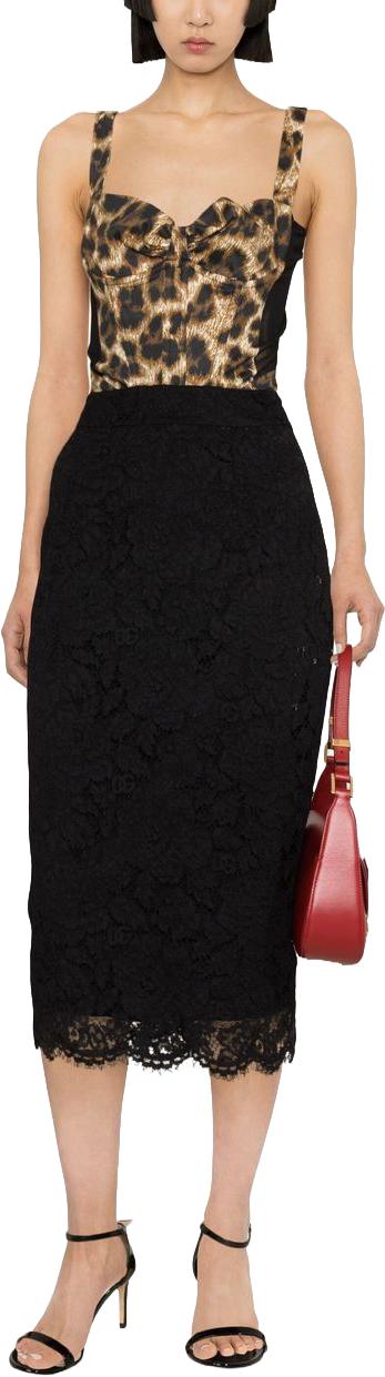  돌체앤가바나 미디 스커트 F4B7ITFLRE1N0000 BLACK - DOLCE & GABBANA
