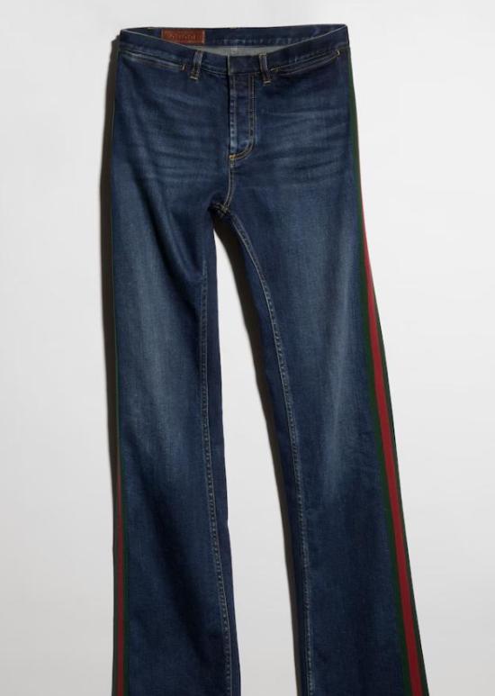 26FW 구찌 웹 디테일 코튼 데님 스트레이트 팬츠 875555XDDH0 4011 BLUE