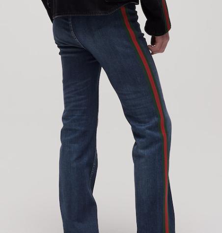 26FW 구찌 웹 디테일 코튼 데님 스트레이트 팬츠 875555XDDH0 4011 BLUE - GUCCI