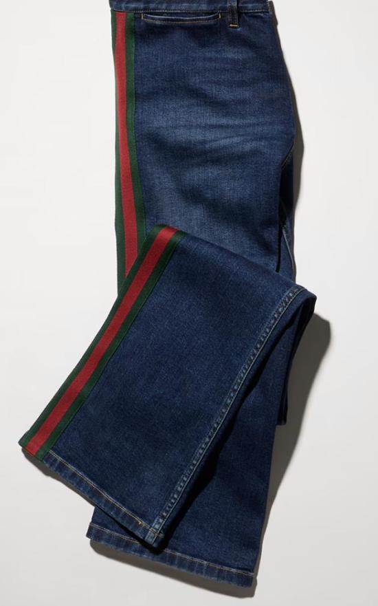 26FW 구찌 웹 디테일 코튼 데님 스트레이트 팬츠 875555XDDH0 4011 BLUE - GUCCI