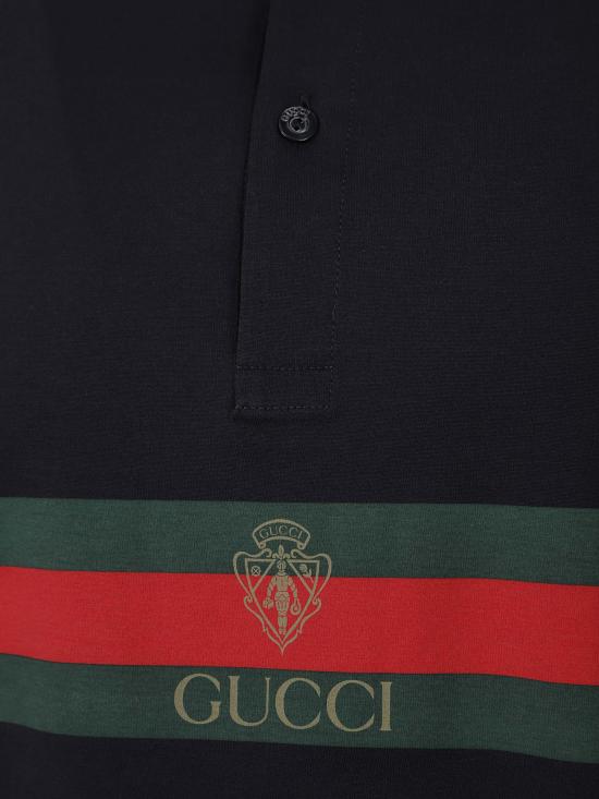 26FW 구찌 웹 코튼 저지 폴로 셔츠 웹 코튼 저지 폴로 셔츠 875092XJH0U 4823 URBAN BLUE MC - GUCCI