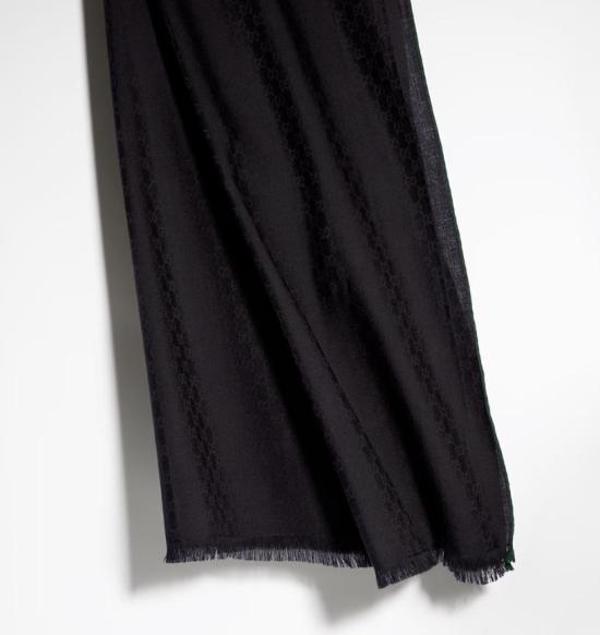 26FW 구찌 GG 울 실크 자카드 스카프 8705434GAK3 1066 BLACK DARK GREEN