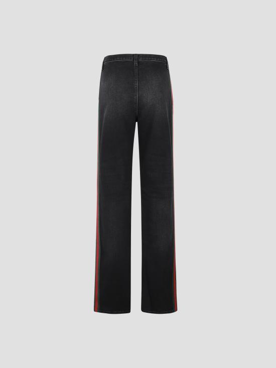 26FW 구찌 웹 디테일 스트레치 코튼 데님 팬츠 875834XDDIL 1000 BLACK - GUCCI