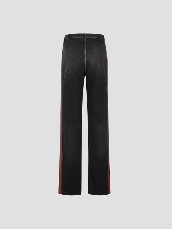 26FW 구찌 웹 디테일 스트레치 코튼 데님 팬츠 875834XDDIL 1000 BLACK - GUCCI