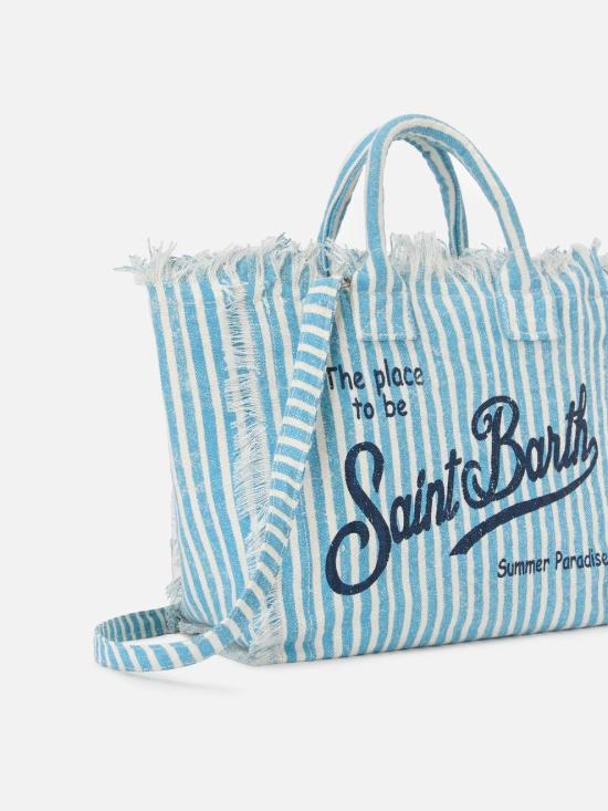 26SS 세인트바쓰 토트백 Tela di Lino Celeste의 Borsa Colette a Righe - MC2 SAINT BARTH