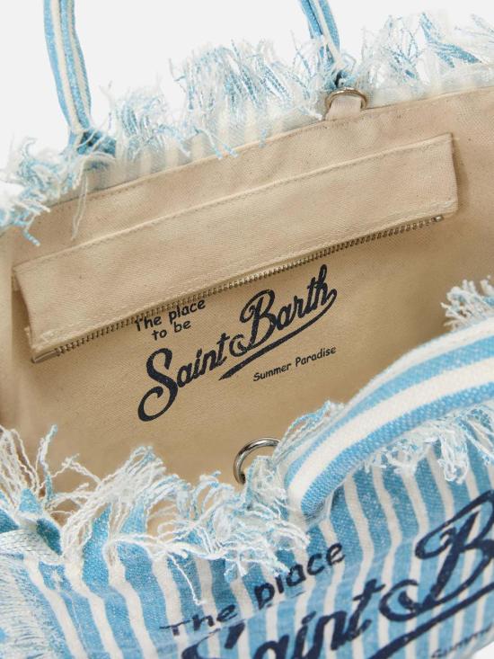 26SS 세인트바쓰 토트백 Tela di Lino Celeste의 Borsa Colette a Righe - MC2 SAINT BARTH