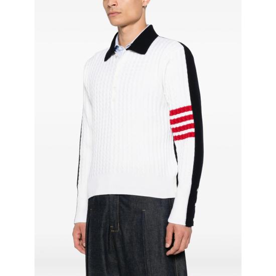 26FW 톰브라운 폴로 티셔츠 MKP166A Y1018 979 WHITE BLUE - THOM BROWNE