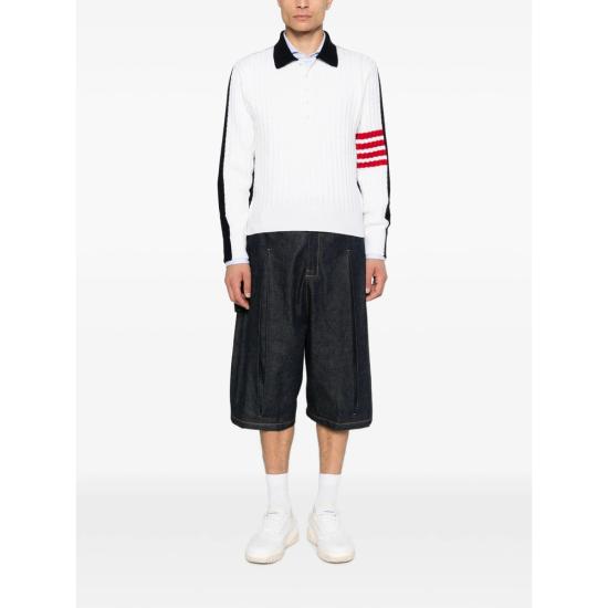 26FW 톰브라운 폴로 티셔츠 MKP166A Y1018 979 WHITE BLUE - THOM BROWNE