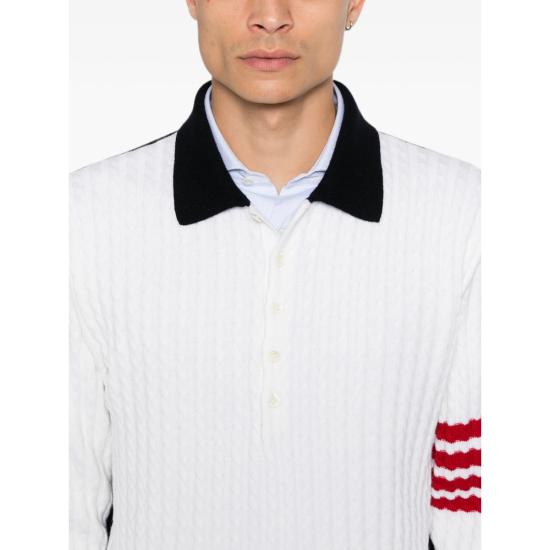 26FW 톰브라운 폴로 티셔츠 MKP166A Y1018 979 WHITE BLUE - THOM BROWNE
