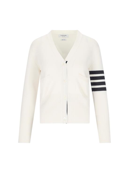 26FW 톰브라운 파인 메리노 울 4바 클래식 V넥 가디건 FKC207A 00014 100 White