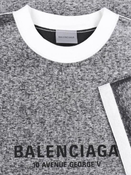26FW 발렌시아가 로고 프린트 헤더드 미디엄 핏 티셔츠 764235 TUVS2 1000 Grey - BALENCIAGA