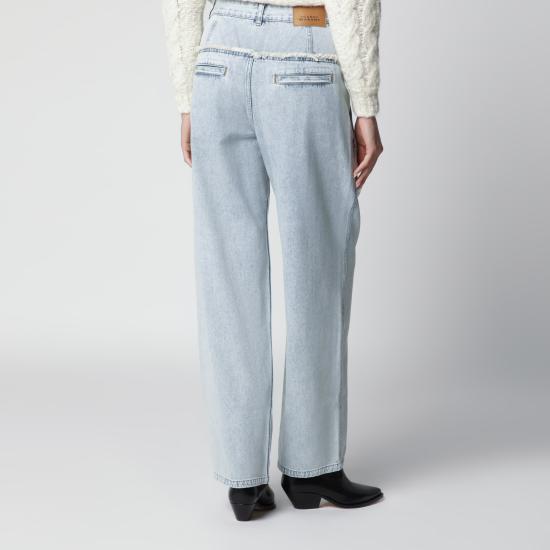 26FW 이자벨마랑에뚜왈 이니자 프린지 플리츠 코튼 진 PA0739FAD3H01E Light blue - ISABEL MARANT ETOILE