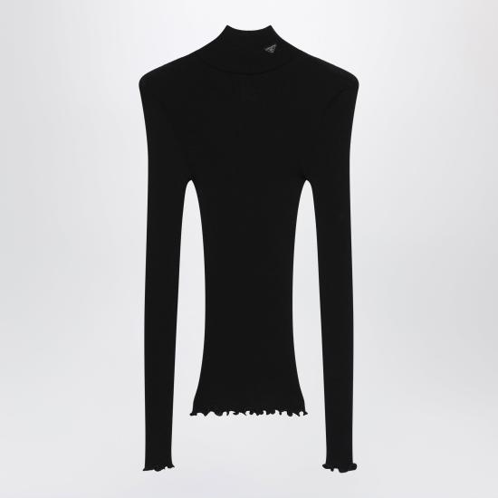26FW 프라다 실크 크루넥 긴팔 티셔츠 39700OOO6080 Black