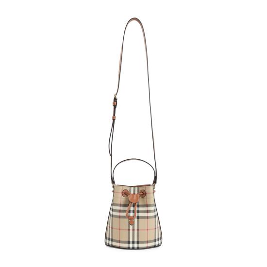 26FW 버버리 미니 체크 버킷백 8109794 A9534 VNTG CHK BRIAR BROWN - BURBERRY