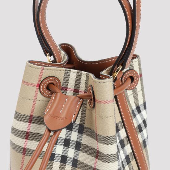 26FW 버버리 미니 체크 버킷백 8109794 A9534 VNTG CHK BRIAR BROWN - BURBERRY