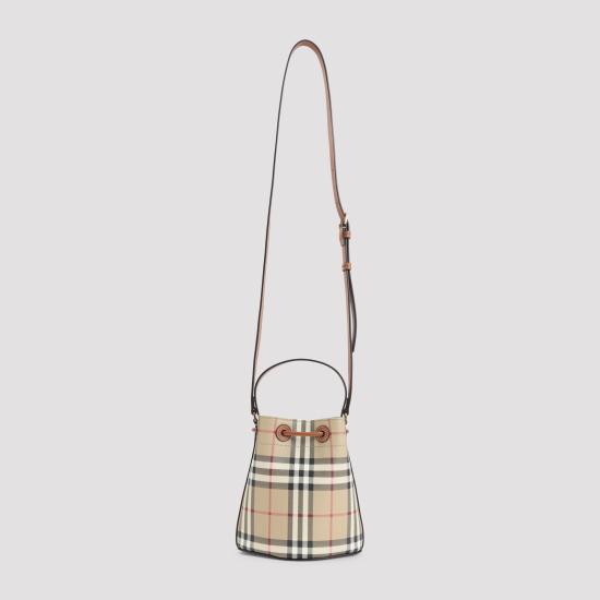26FW 버버리 미니 체크 버킷백 8109794 A9534 VNTG CHK BRIAR BROWN - BURBERRY