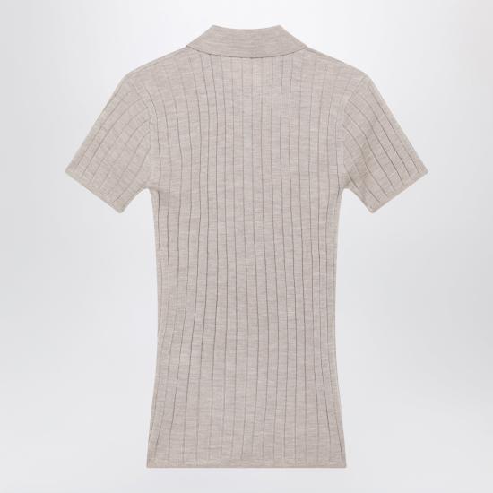 26FW 토템 리브드 캐시미어 실크 폴로 263 WRT0835YA0293 Beige - TOTEME