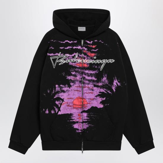 26FW 발렌시아가 후드 티셔츠 A0017WTUVR6 Black