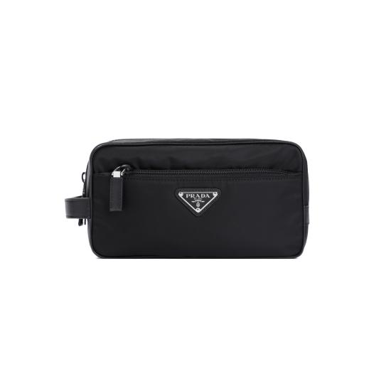 26FW 프라다 리나일론 앤 사피아노 레더 트래블 파우치 2NA819 2DMH F0002 NERO - PRADA