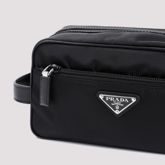 26FW 프라다 리나일론 앤 사피아노 레더 트래블 파우치 2NA819 2DMH F0002 NERO - PRADA