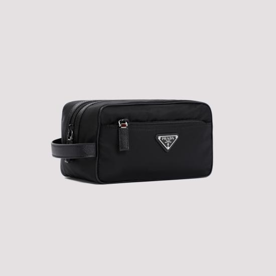 26FW 프라다 리나일론 앤 사피아노 레더 트래블 파우치 2NA819 2DMH F0002 NERO - PRADA