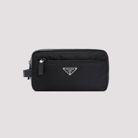 26FW 프라다 리나일론 앤 사피아노 레더 트래블 파우치 2NA819 2DMH F0002 NERO - PRADA