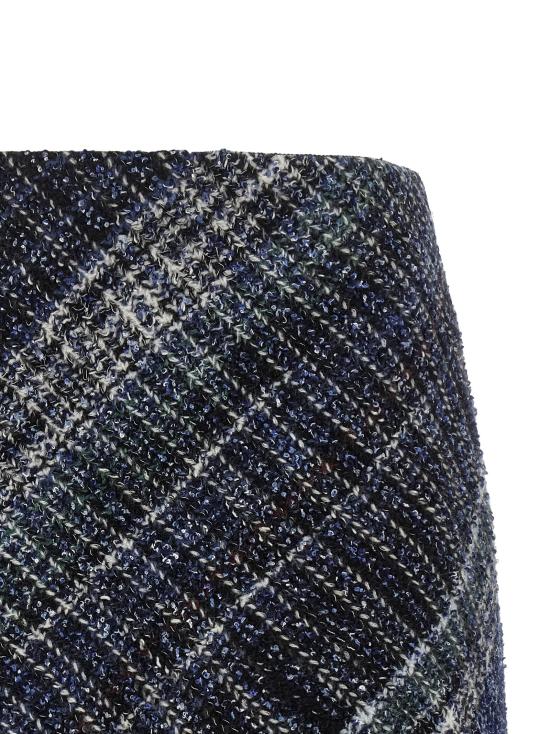 26FW 미소니 숏 스커트 체크 무늬 울 , 파란색 - MISSONI