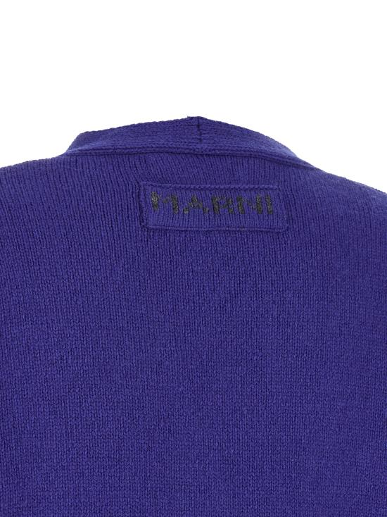 26FW 마르니 스웨터 꽃 자수 가디건 스웨터 및 가디건 (블루) - MARNI