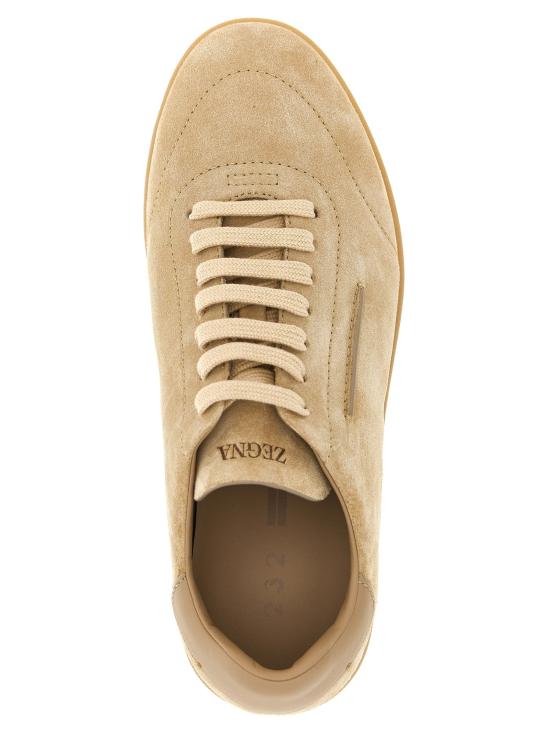 26SS 에르메네질도제냐 스니커즈 베이지색 로우탑 스웨이드 - ERMENEGILDO ZEGNA