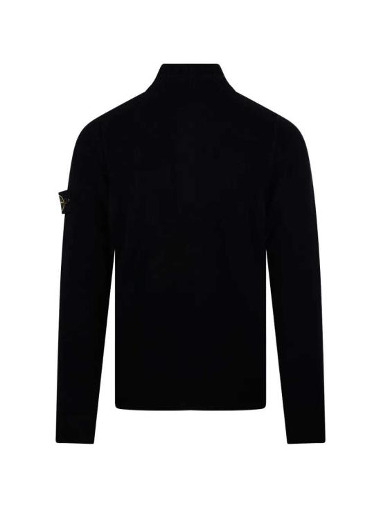 26FW 스톤 아일랜드 로고 패치 하이넥 버튼 울 스웨터 로고 패치 하이넥 버튼 울 스웨터 L2S155100040S00A3 V0029 BLACK - STONE ISLAND
